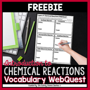 Preview of Types of Chemical Reactions- Vocabulary WebQuest Worksheet FREEBIE