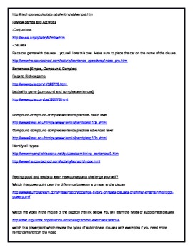 Types of Clauses and Sentences Online Review Websites | TPT