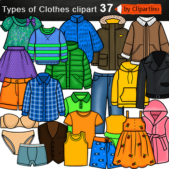 Types of Clothes Clip Art /Clothing Clip Art Bundle/Seasonal Clothes Clip  Art