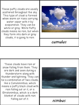 Types of Clouds 3 Part Cards by Megan Joy | Teachers Pay Teachers