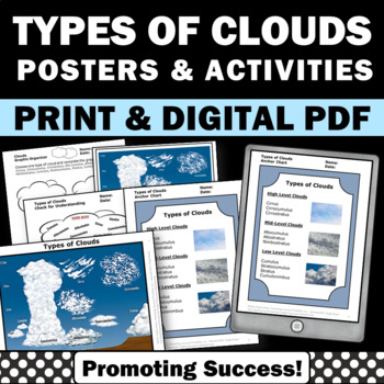 Types of Clouds Activities for Weather Unit Spring Summer School Worksheets