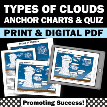 Preview of Weather Types of Clouds Activity Earth Science Posters Digital Easel Printable