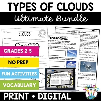 Types of Clouds Activities Bundle: Reading Passages Print & Digital for ...