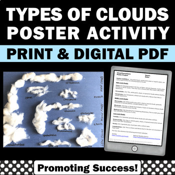 Preview of Types of Clouds Activity Craft Science Anchor Charts 4th 5th 6th Grade Posters