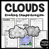 Types of Clouds Reading Comprehension Worksheet Earth Science
