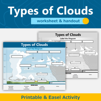Preview of Types of Clouds Science Diagram Worksheet and Handout 
