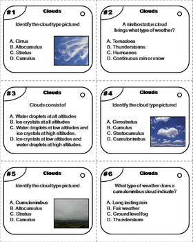 Types of Clouds Cards Activity by Spot