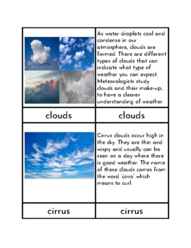 Preview of Types of Clouds - Three/Four Part Cards