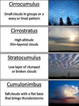 Types of Clouds Word Wall Cards by Science Spot | TpT