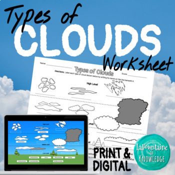 Types of Clouds Worksheet by LaFountaine of Knowledge | TpT