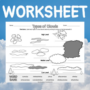 types of clouds worksheet