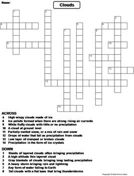 crossword puzzle types clouds worksheet science cloud resources teacherspayteachers choose board