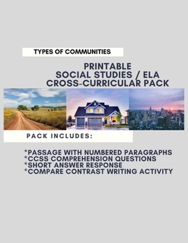 Preview of Types of Communities - ELA / SS Comprehension + Compare Contrast Writing