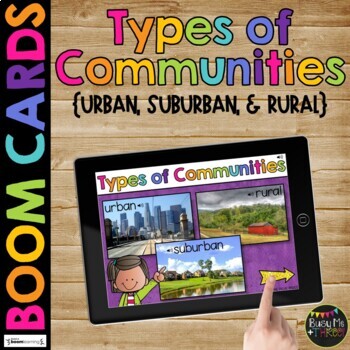 Preview of Types of Communities Urban | Suburban | Rural BOOM CARDS™ Distance Learning