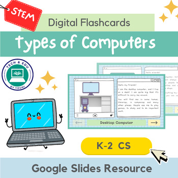 Preview of Types of Computers - Digital Flashcards for K-2 Students.