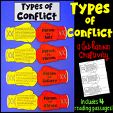 Types of Conflict in Reading Activity: Worksheets and Craftivity