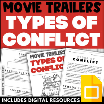 Preview of Types of Conflict - Literary Conflict Examples - Activity for Any Movie Trailer