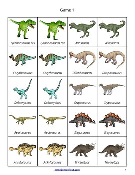 Types of Dinosaurs Card Game