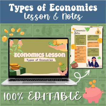 Preview of Types of Economies Lesson (completely editable lesson and notes!)