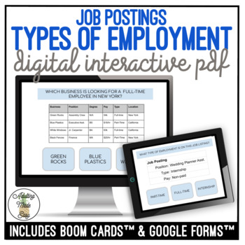 Preview of Types of Employment Digital Interactive Activity