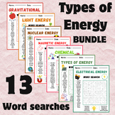 Types of Energy 13 Word Search Puzzle "BUNDLE"
