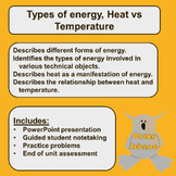 Types of Energy, Heat vs. Temperature