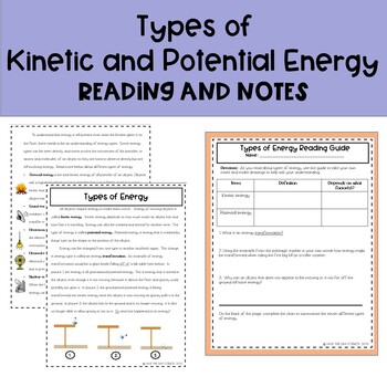 types of kinetic and potential energy