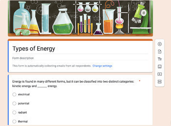 Preview of Types of Energy Review/Assessment - Google Form