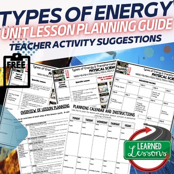 Preview of Types of Energy Lesson Plan Suggestions Physical Science Lesson Plans
