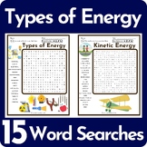 Types of Energy Word Search Puzzle BUNDLE