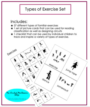 Preview of Types of Exercise Cards and Checklist | Montessori Distance Learning