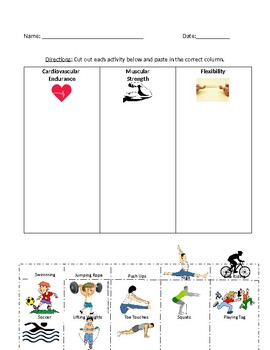 Preview of Types of Exercise Sorting Worksheet