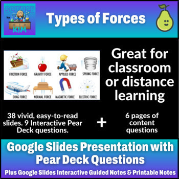 Preview of Types of Forces Google Slides with Pear Deck Interactivity and Guided Notes
