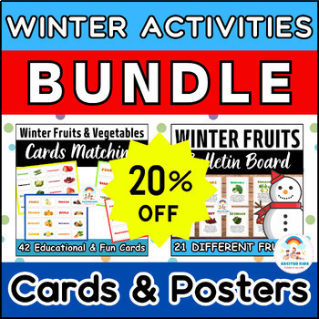 Preview of Types of Fruits & Vegetables BUNDLE | Posters & Cards Winter Activities Pack