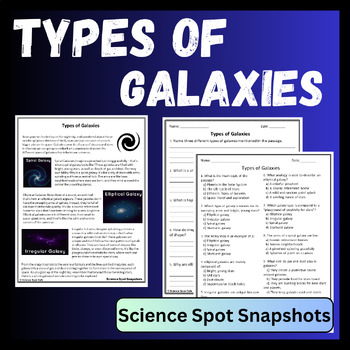 Preview of Types of Galaxies Reading Comprehension - Print and Digital Resources