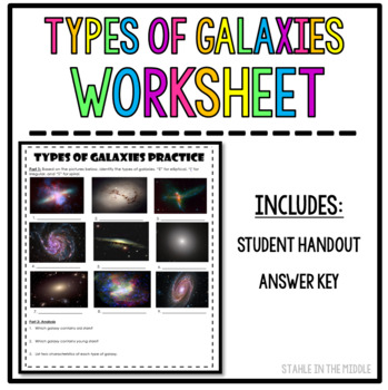 worksheets different types of galaxies