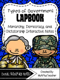 Types of Government Lapbook: Monarchy, Democracy & Dictatorship