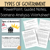 Types of Government - PowerPoint, Guided Notes, and Countr