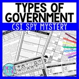 Types of Government Reading Comprehension CSI Spy Mystery 