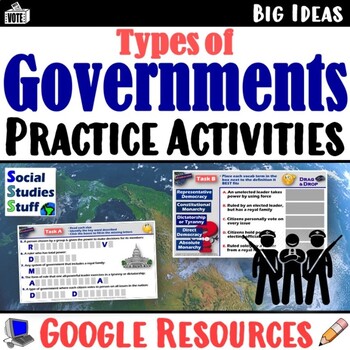 Preview of Types of Government Review Practice Activities | Google Print and Digital