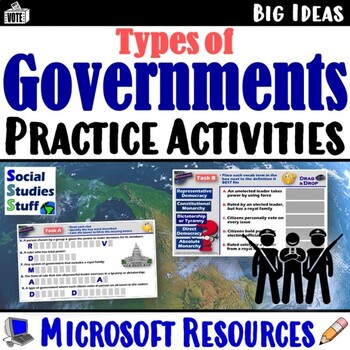 Preview of Types of Government Review Practice Activities | Microsoft Print and Digital