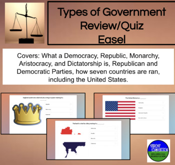 Preview of Types of Government Review or Quiz for Easel