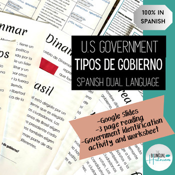 Preview of Types of Government - US Gov Dual Language SPANISH