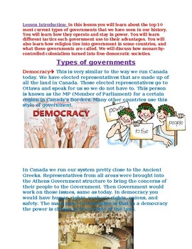 Preview of Types of Governments