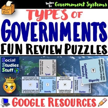 Preview of Types of Governments Vocabulary Puzzles | FUN Government Review | Google