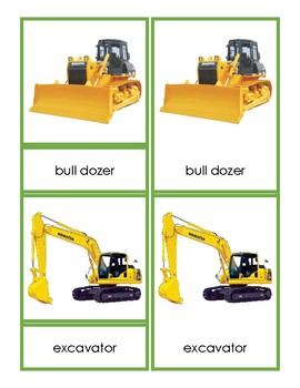 Types of Heavy Machinery Vocabulary 3-Part Cards by Inspired by Montessori