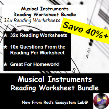 Preview of Types of Instruments COMPLETE Reading Worksheet Bundle **Editable**