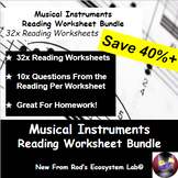 Types of Instruments COMPLETE Reading Worksheet Bundle **E