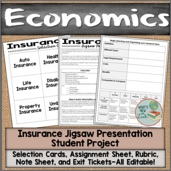 Preview of Types of Insurance Jigsaw Presentation Student Project