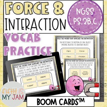 Preview of Force and Interaction BOOM Cards Vocabulary Practice